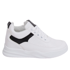 Buty sportowe na koturnie białe 85-429 WHITE/BLACK
