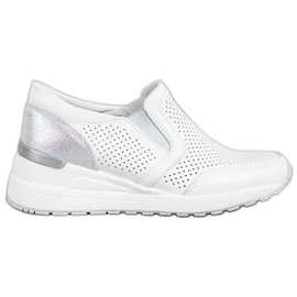 Filippo Ażurowe Slipony Ze Skóry białe szare