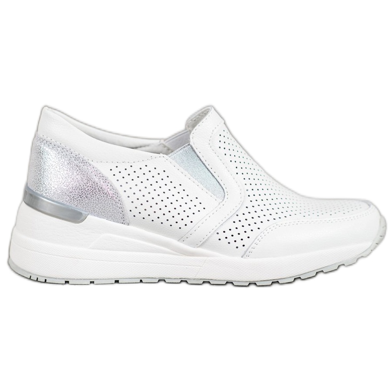 Filippo Ażurowe Slipony Ze Skóry białe szare