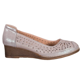 Filippo Skórzane Czółenka Z Brokatem brązowe żółte