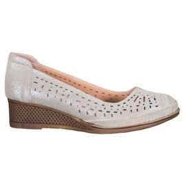 Filippo Skórzane Czółenka Z Brokatem brązowe