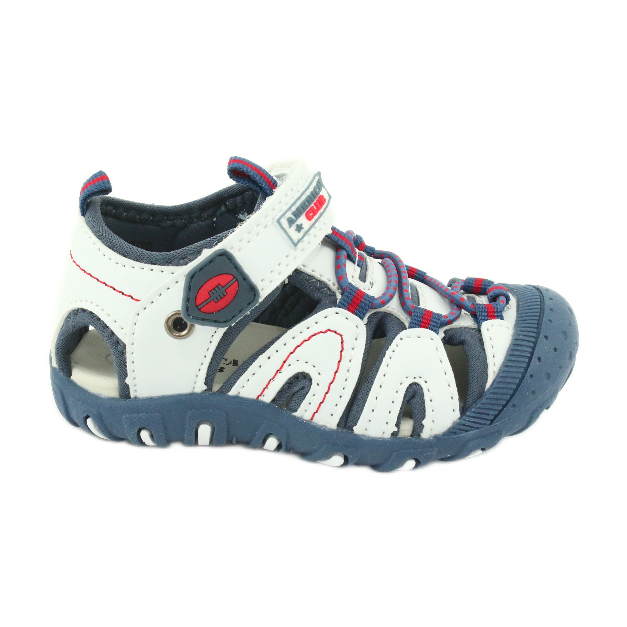 Sandałki chłopięce rzep American Club DR08/20 białe czerwone niebieskie