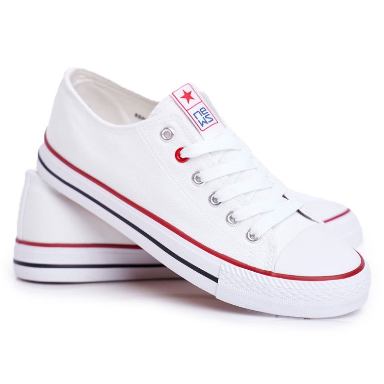 Damskie Trampki Materiałowe Białe Flamenco