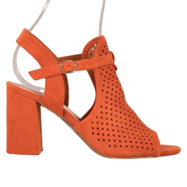 Small Swan Ażurowe Sandały W Gwiazdki pomarańczowe