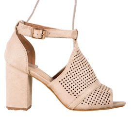 Small Swan Eleganckie Ażurowe Sandały beżowy