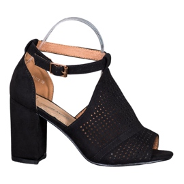 Small Swan Eleganckie Ażurowe Sandały czarne