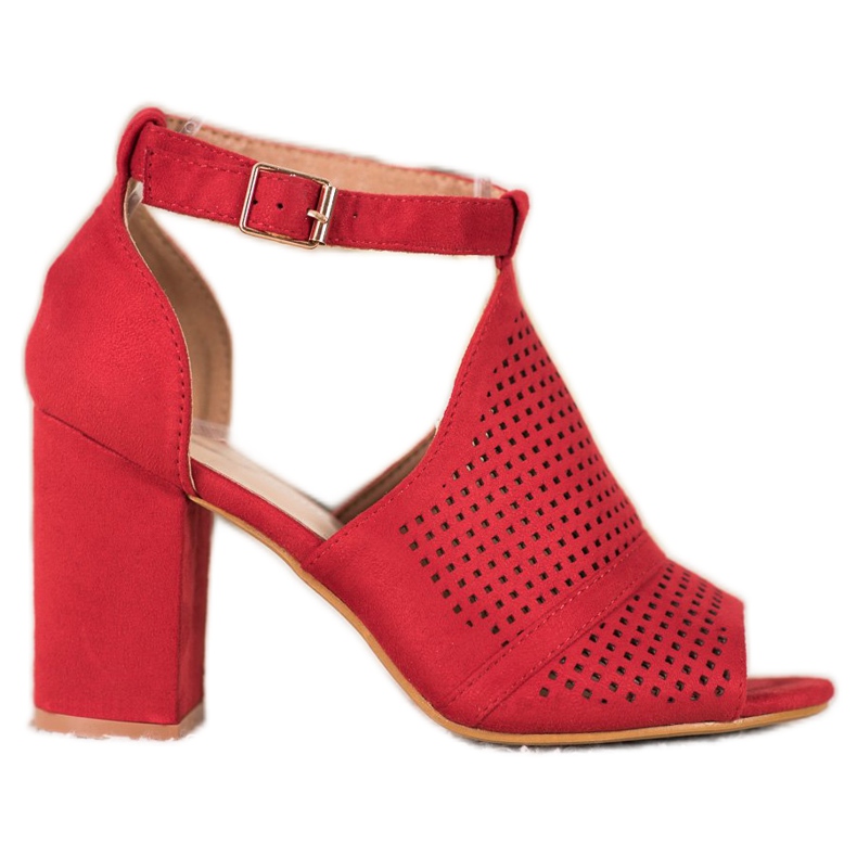 Small Swan Eleganckie Ażurowe Sandały czerwone