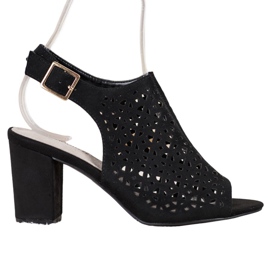 Goodin Ażurowe Sandały Z Zamszu czarne