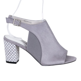 Goodin Zabudowane Sandały Z Obcasem W Kratkę szare