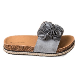 Wygodne Klapki Z Kwiatami VINCEZA szare