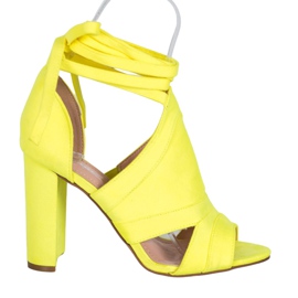 Seastar Wiązane Sandałki Na Słupku żółte