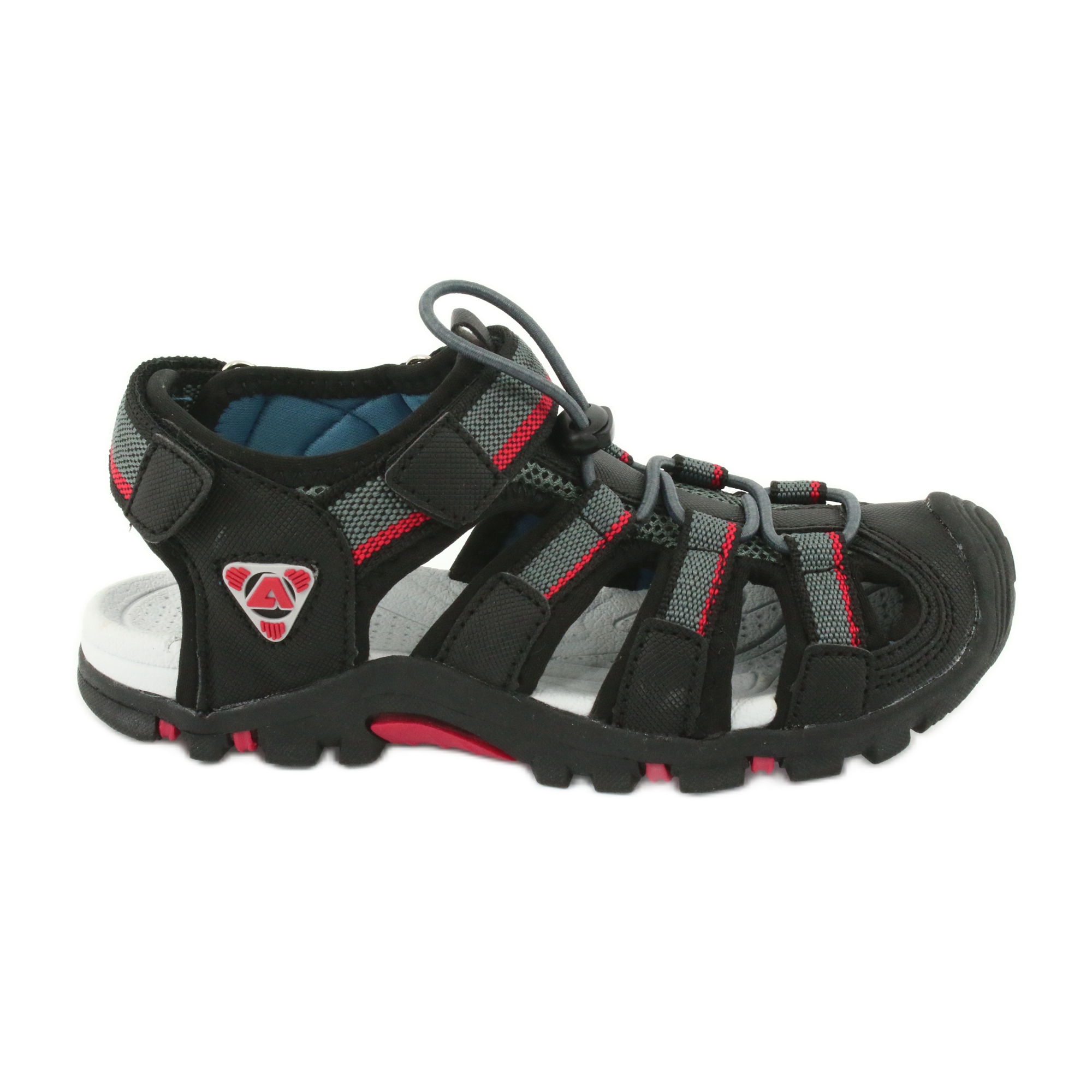 American Club Buty dziecięce sandałki z wkładką piankową American DR01/20 czarne czerwone szare