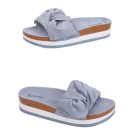 Klapki damskie niebieskie SS116P Blue