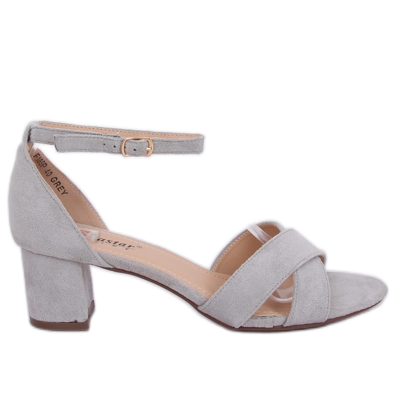 Sandałki na obcasie szare F189P Grey