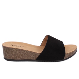 Klapki na koturnie czarne G186P Black