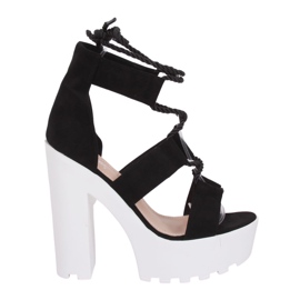 Sandałki na platformie czarne NS120 Black