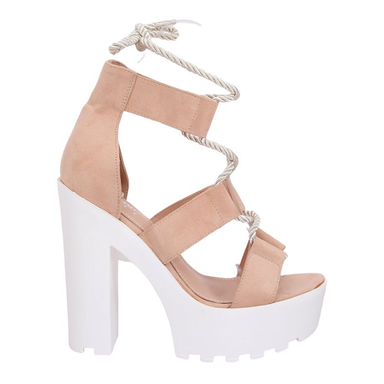 Sandałki na platformie beżowo-różowe NS120 Beige