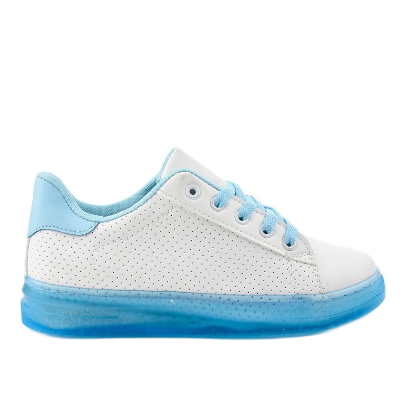 Białe sneakersy trampki H-33 niebieskie
