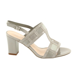 Sandały na słupku Sergio Leone SK814 kostka szara szare