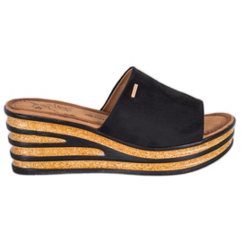 Goodin Stylowe Klapki Na Koturnie czarne