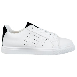 SHELOVET Białe Obuwie Z Zamszowymi Wstawkami