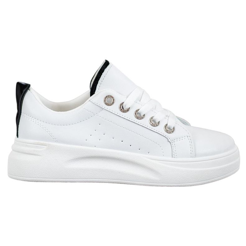 SHELOVET Modne Trampki Na Platformie białe