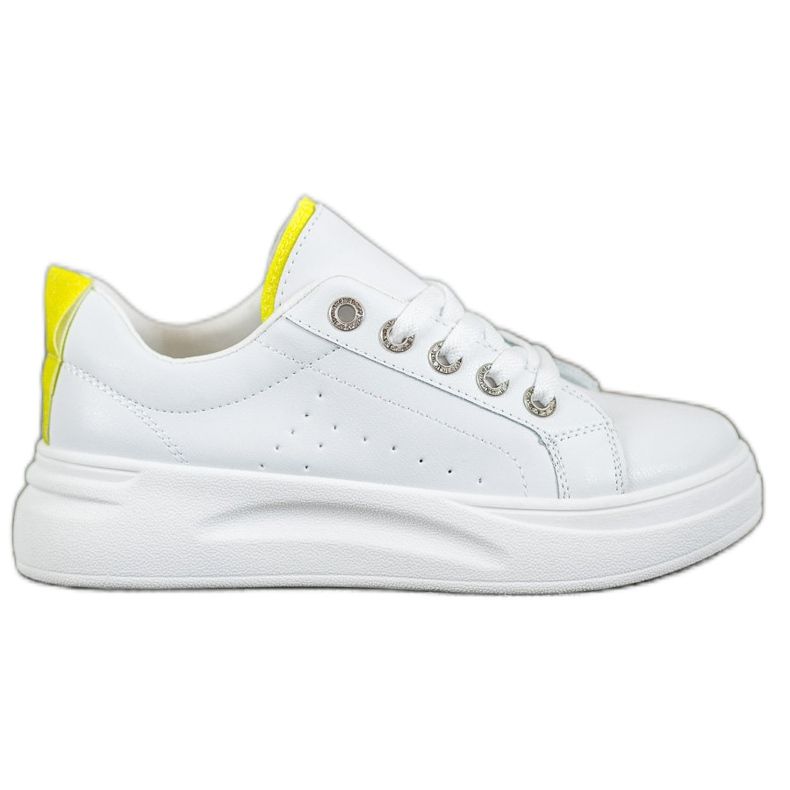 SHELOVET Modne Trampki Na Platformie białe