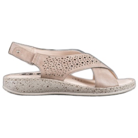 SHELOVET Komfortowe Sandały Na Rzep brązowe