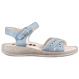 SHELOVET Lekkie Sandałki Na Platformie niebieskie