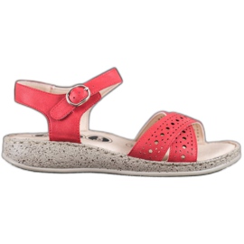 SHELOVET Lekkie Sandałki Na Platformie czerwone