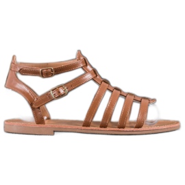 SHELOVET Brązowe Sandały Rzymianki