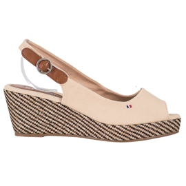 SHELOVET Klasyczne Sandały Na Koturnie brązowe