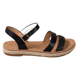 SHELOVET Plecione Sandały Z Eko Skóry czarne