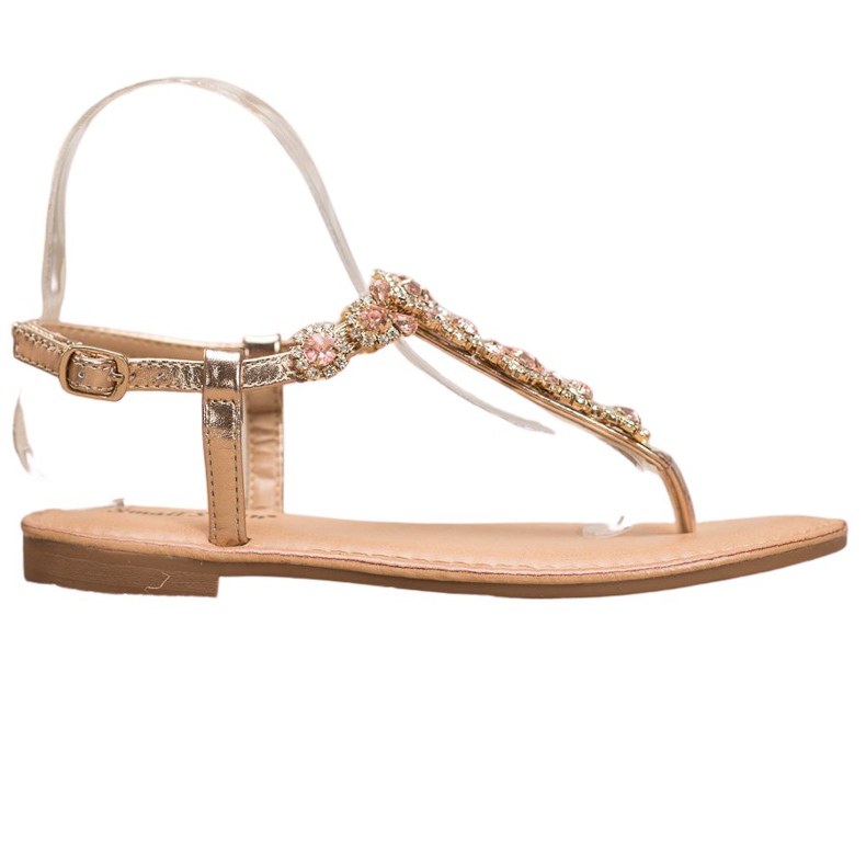 Small Swan Sandały Japonki Z Cyrkoniami żółte