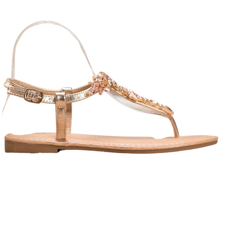 Small Swan Eleganckie Sandały Z Cyrkoniami żółte