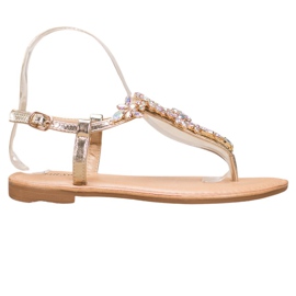 Small Swan Eleganckie Sandały Z Cyrkoniami żółte