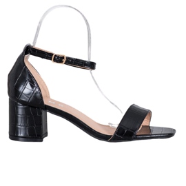 SHELOVET Casualowe Sandały Na Słupku czarne