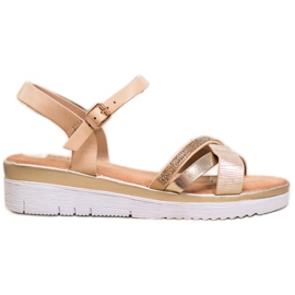 Small Swan Wygodne Sandały Z Cyrkoniami złoty