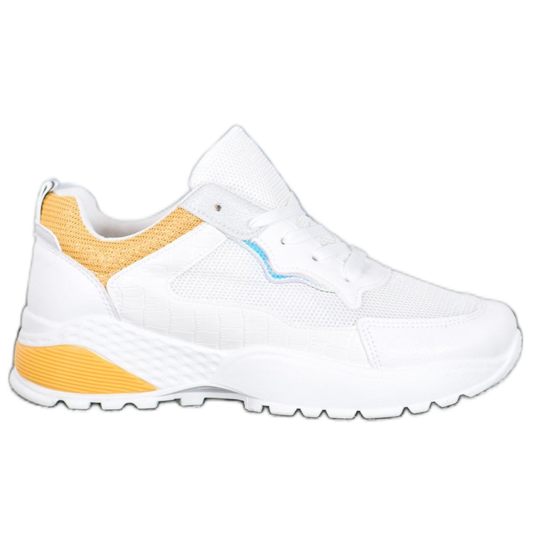 SHELOVET Sneakersy Z Jasnopomarańczowymi Wstawkami białe pomarańczowe