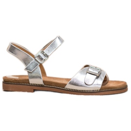 Small Swan Srebrne Sandały Ze Sprzączką szare