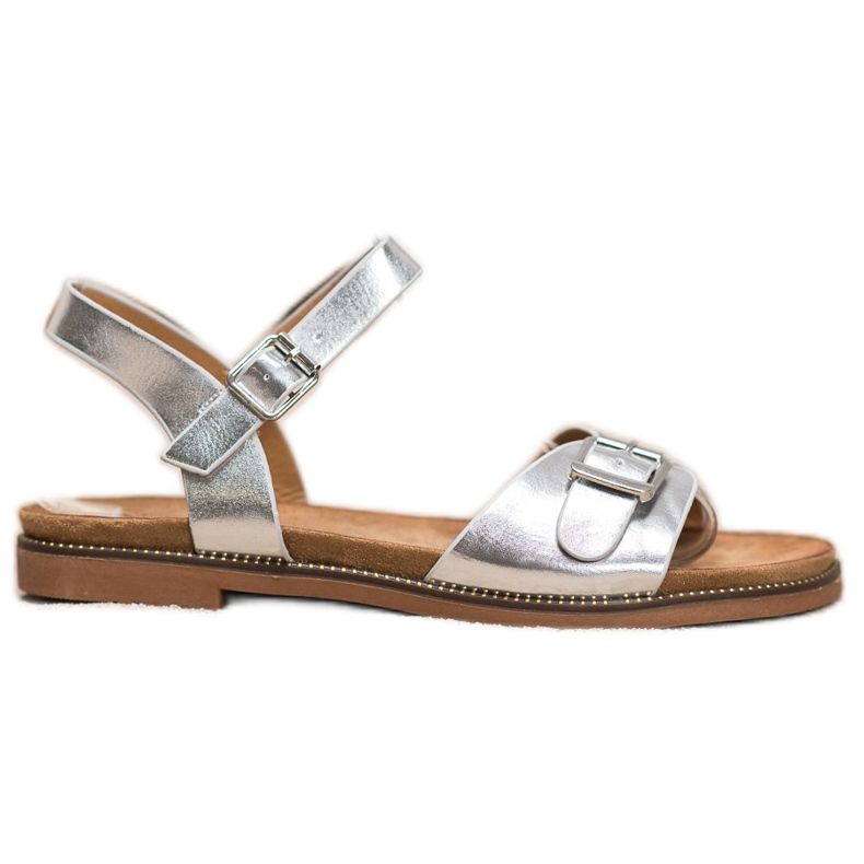 Small Swan Srebrne Sandały Ze Sprzączką szare