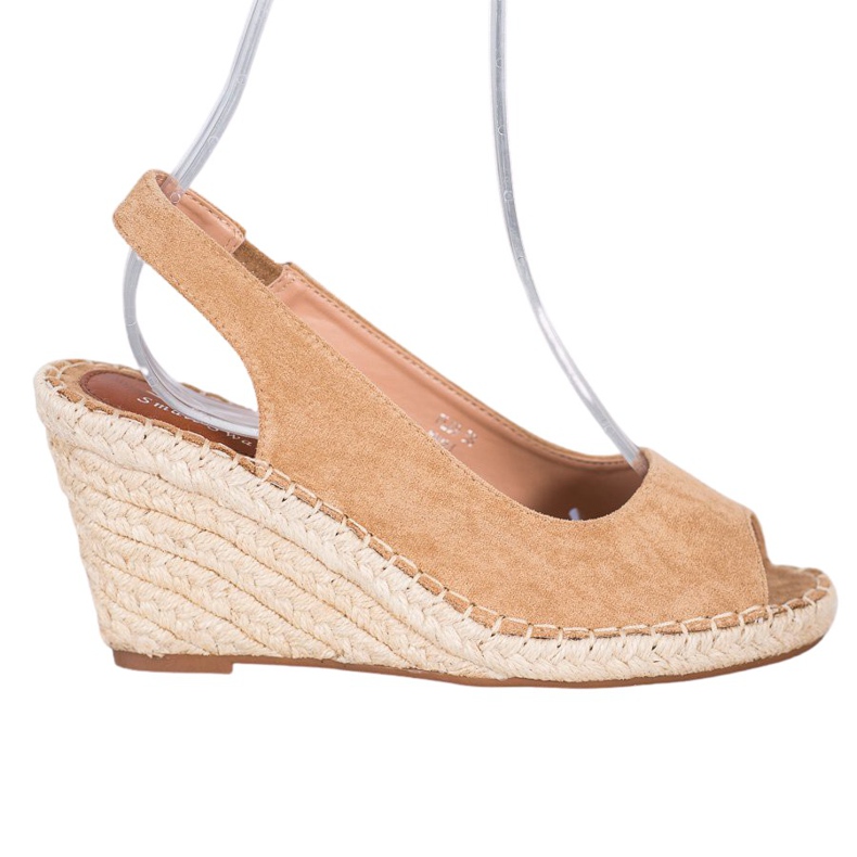 Small Swan Brązowe Sandały Na Wysokiej Koturnie