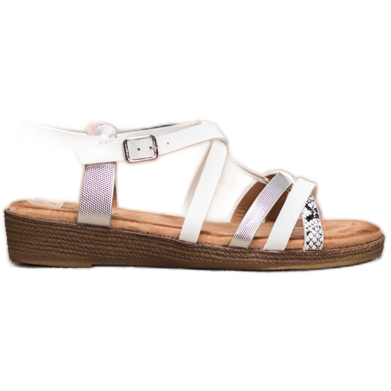 Small Swan Stylowe Białe Sandały szare