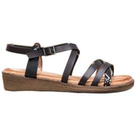 Small Swan Stylowe Czarne Sandały