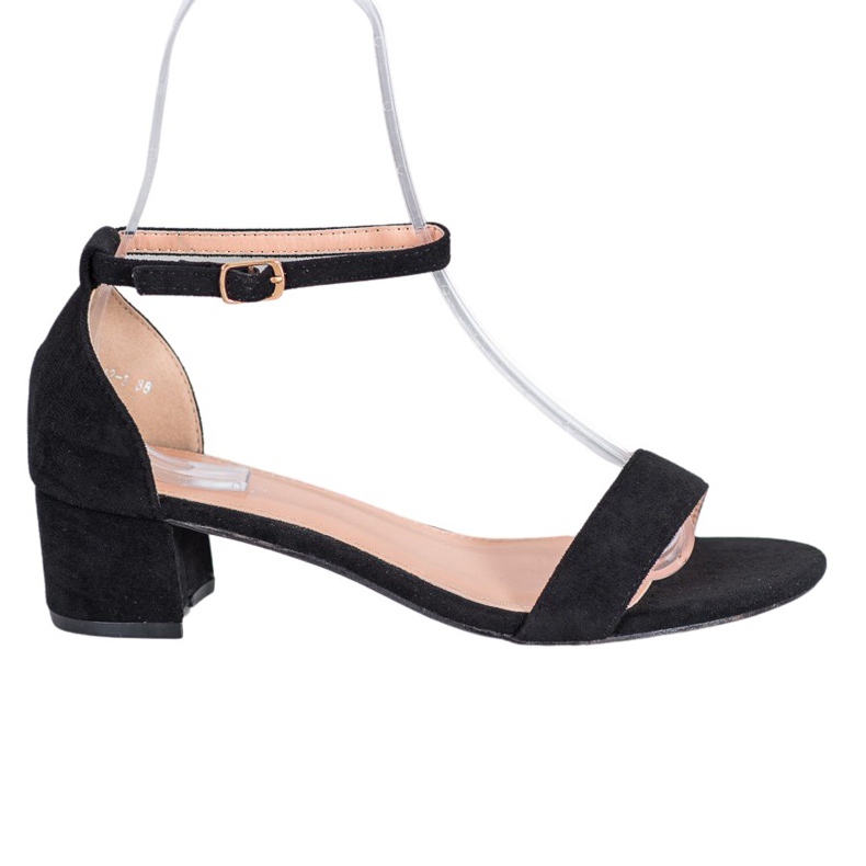 Small Swan Sandałki Na Niskim Obcasie czarne