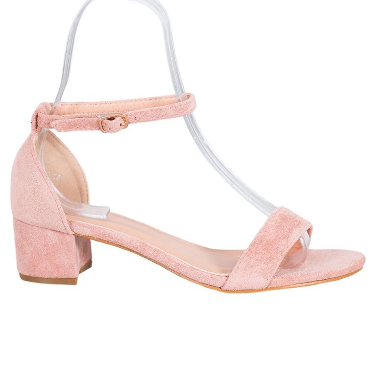 Small Swan Sandałki Na Niskim Obcasie różowe