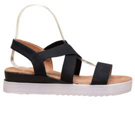 SHELOVET Czarne Sandały Z Gumkami