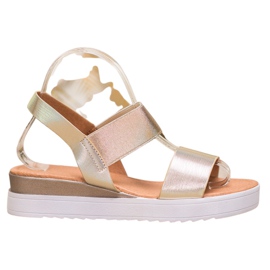 SHELOVET Złote Sandały Na Platformie złoty