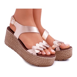 FRERY Sandały Damskie Na Koturnie Platformie Champagne Aranda różowe