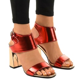 Czerwone stylowe sandały na słupku 0354-20